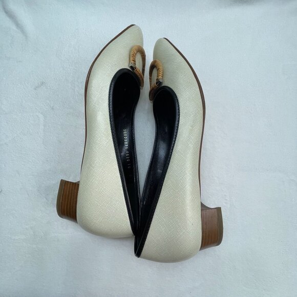 Vintage Salvatore Ferragamo Womens Ivory Leather Loafers Woven Buckle - Picture 6 of 9